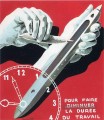 projet d’affiche le centre des travailleurs du textile en belgique pour réduire les heures de travail 1938 Rene Magritte